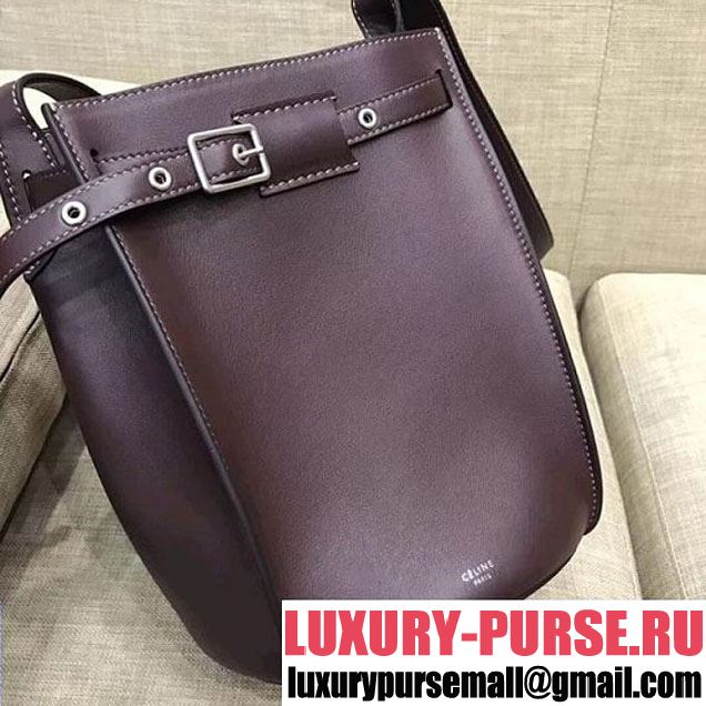 Celine Big Bag Bucket Bag With Long Strap in Smooth Calfskin Dark Burgundy 2018 (1A021-7120611 )