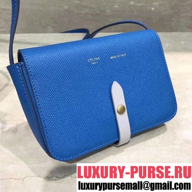 Celine Multifunction Mini Shoulder Bag in Grained Calfskin Blue 2017 (1A021-7120616 )