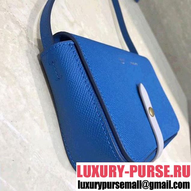 Celine Multifunction Mini Shoulder Bag in Grained Calfskin Blue 2017 (1A021-7120616 )
