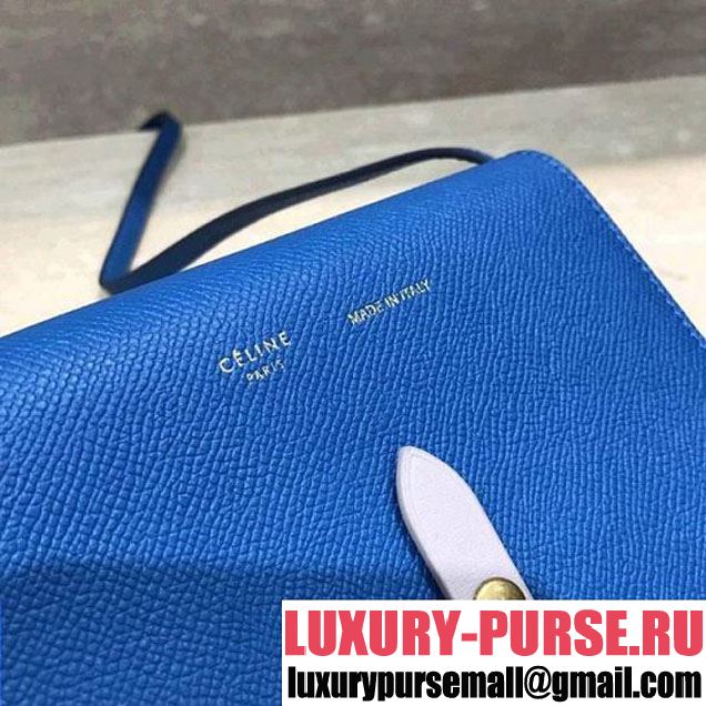 Celine Multifunction Mini Shoulder Bag in Grained Calfskin Blue 2017 (1A021-7120616 )