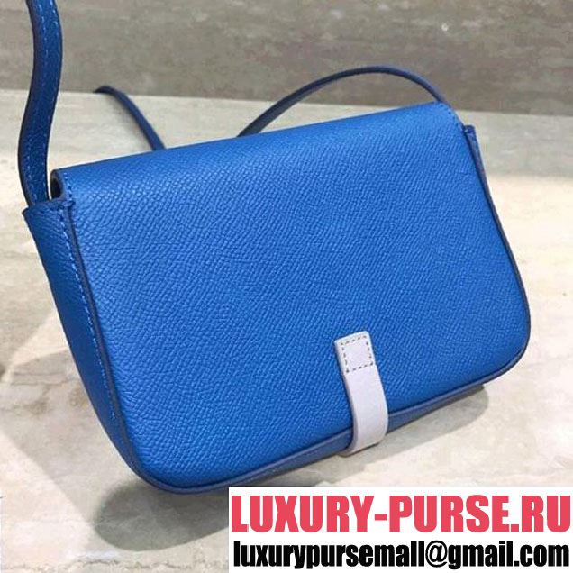 Celine Multifunction Mini Shoulder Bag in Grained Calfskin Blue 2017 (1A021-7120616 )