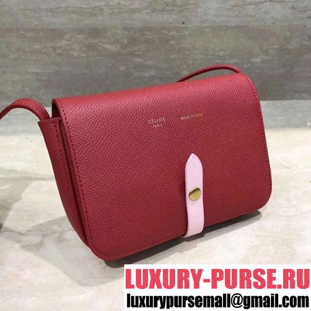 Celine Multifunction Mini Shoulder Bag in Grained Calfskin Red 2017 (1A021-7120617 )