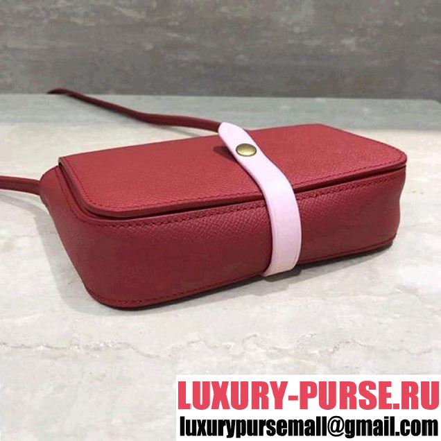 Celine Multifunction Mini Shoulder Bag in Grained Calfskin Red 2017 (1A021-7120617 )