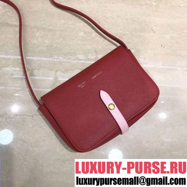 Celine Multifunction Mini Shoulder Bag in Grained Calfskin Red 2017 (1A021-7120617 )