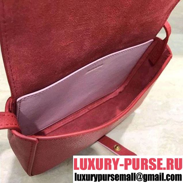 Celine Multifunction Mini Shoulder Bag in Grained Calfskin Red 2017 (1A021-7120617 )