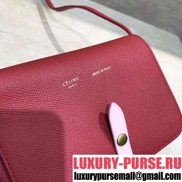 Celine Multifunction Mini Shoulder Bag in Grained Calfskin Red 2017 (1A021-7120617 )