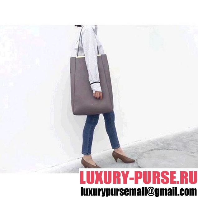 Celine Large Clasp Shopping Bag in Smooth Calfskin Grey (ALI-8012627 )