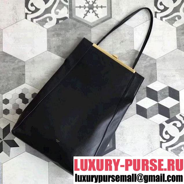 Celine Large Clasp Shopping Bag in Smooth Calfskin Black (ALI-8012626 )