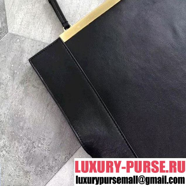 Celine Large Clasp Shopping Bag in Smooth Calfskin Black (ALI-8012626 )
