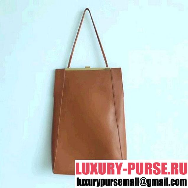 Celine Large Clasp Shopping Bag in Smooth Calfskin Brown (ALI-8012625 )