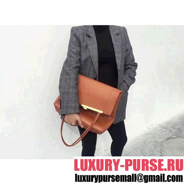 Celine Large Clasp Shopping Bag in Smooth Calfskin Brown (ALI-8012625 )