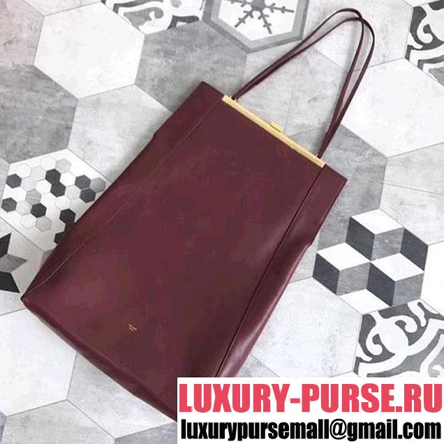 Celine Large Clasp Shopping Bag in Smooth Calfskin Burgundy (ALI-8012624 )