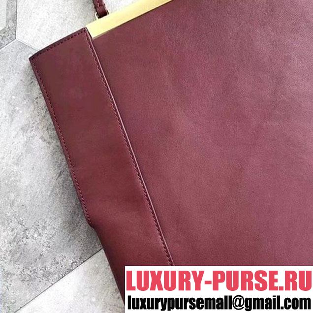Celine Large Clasp Shopping Bag in Smooth Calfskin Burgundy (ALI-8012624 )