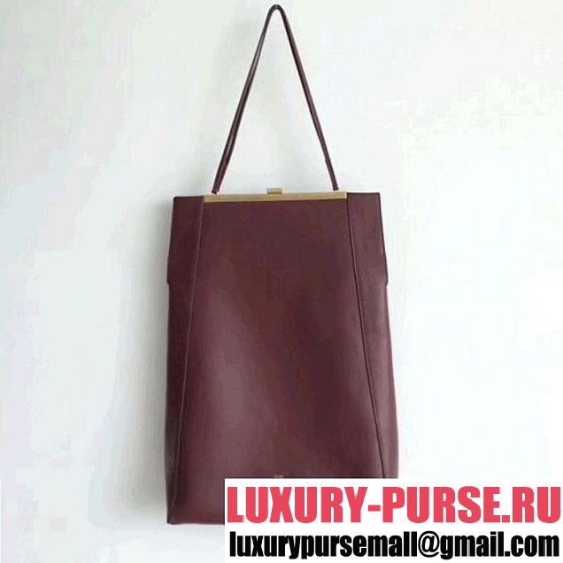 Celine Large Clasp Shopping Bag in Smooth Calfskin Burgundy (ALI-8012624 )