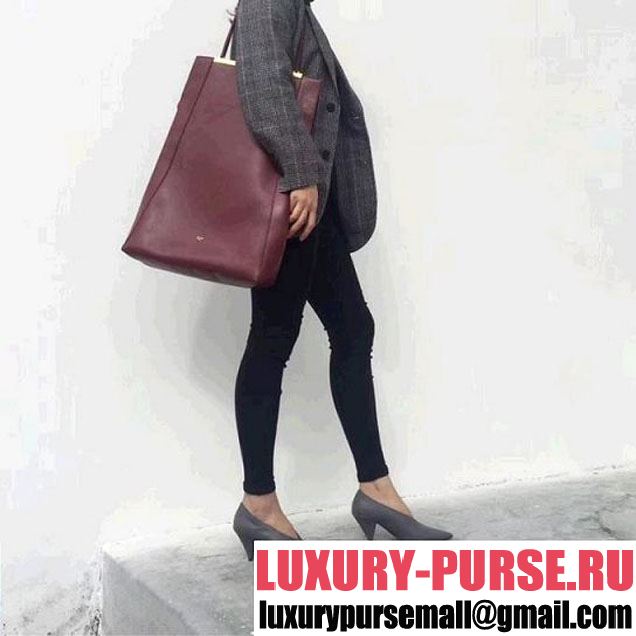 Celine Large Clasp Shopping Bag in Smooth Calfskin Burgundy (ALI-8012624 )