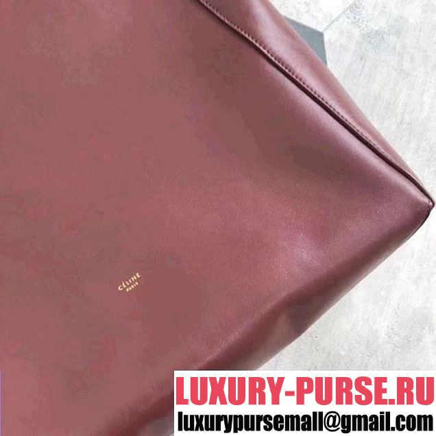 Celine Large Clasp Shopping Bag in Smooth Calfskin Burgundy (ALI-8012624 )