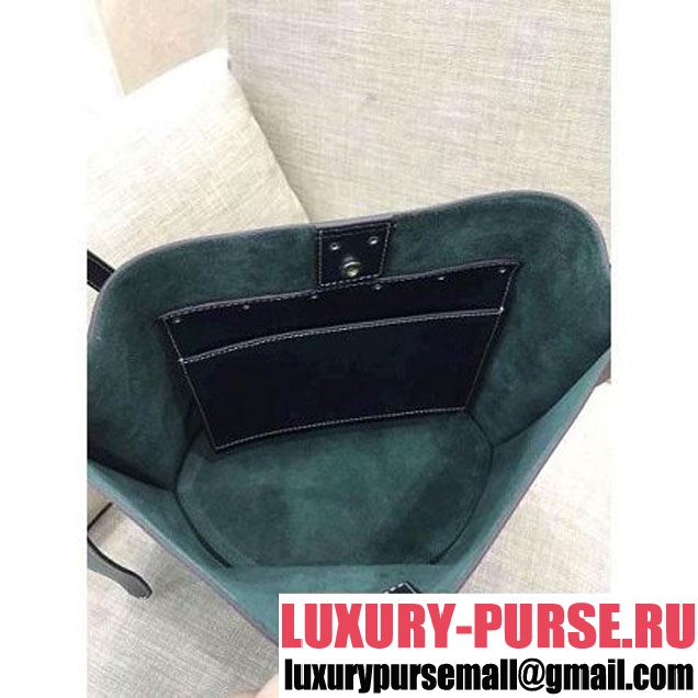 Celine Calfskin Studs Cabas Bag Dark Green (1A021-8012905 )