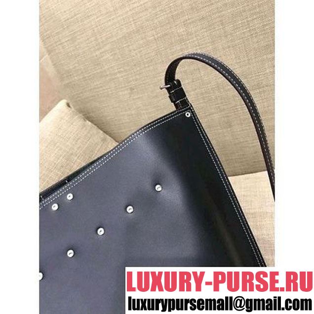 Celine Calfskin Studs Cabas Bag Dark Green (1A021-8012905 )