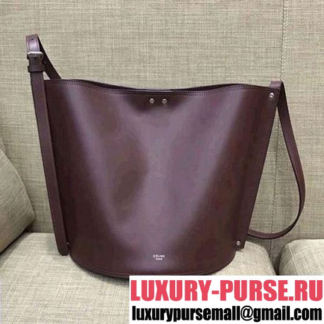 Celine Calfskin Studs Cabas Bag Burgundy (1A021-8012901 )