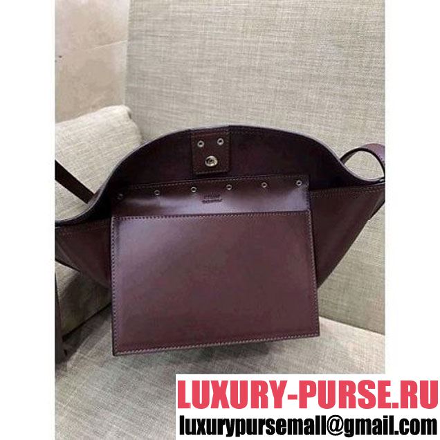 Celine Calfskin Studs Cabas Bag Burgundy (1A021-8012901 )