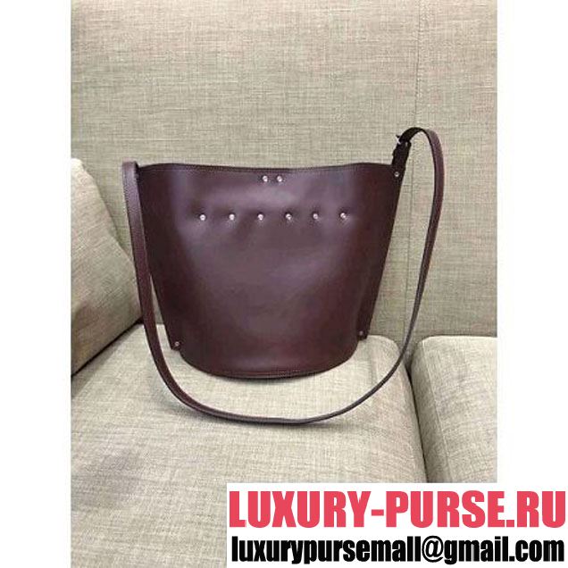 Celine Calfskin Studs Cabas Bag Burgundy (1A021-8012901 )