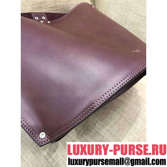 Celine Calfskin Studs Cabas Bag Burgundy (1A021-8012901 )