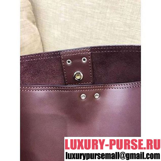 Celine Calfskin Studs Cabas Bag Burgundy (1A021-8012901 )