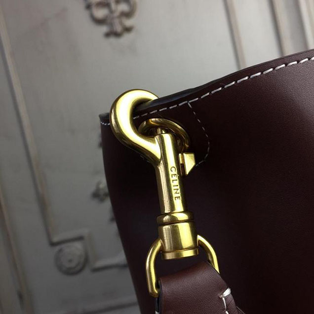 Celine Seau Sangle 24cm Large Bag Soft Grained Calfskin Leather Spring Summer 2018 Collection Burgundy