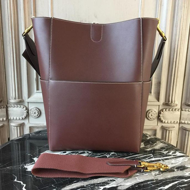 Celine Seau Sangle 24cm Large Bag Soft Grained Calfskin Leather Spring Summer 2018 Collection Burgundy