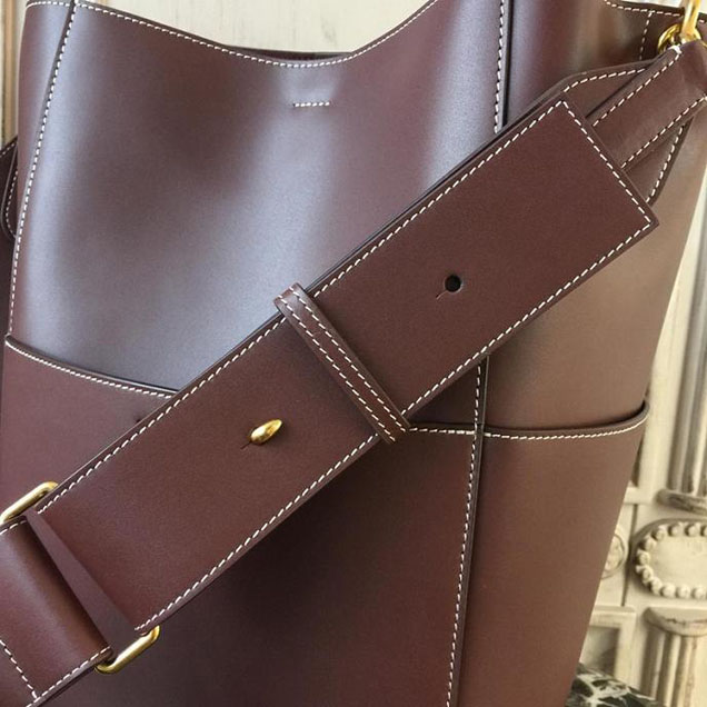 Celine Seau Sangle 24cm Large Bag Soft Grained Calfskin Leather Spring Summer 2018 Collection Burgundy