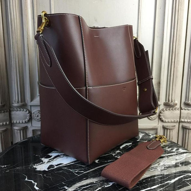 Celine Seau Sangle 24cm Large Bag Soft Grained Calfskin Leather Spring Summer 2018 Collection Burgundy