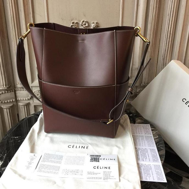 Celine Seau Sangle 24cm Large Bag Soft Grained Calfskin Leather Spring Summer 2018 Collection Burgundy