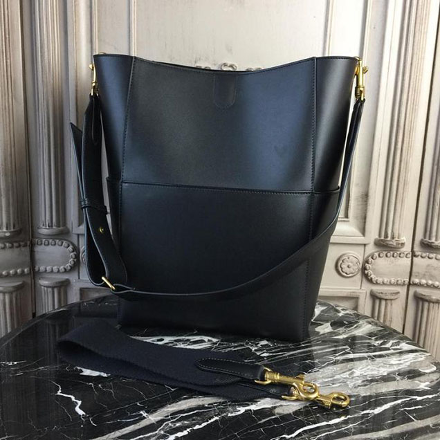 Celine Seau Sangle 24cm Large Bag Soft Grained Calfskin Leather Spring Summer 2018 Collection Black