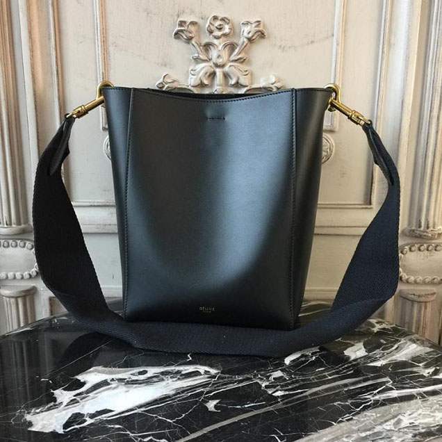 Celine Seau Sangle 20cm Small Bag Soft Grained Calfskin Leather Spring Summer 2018 Collection Black