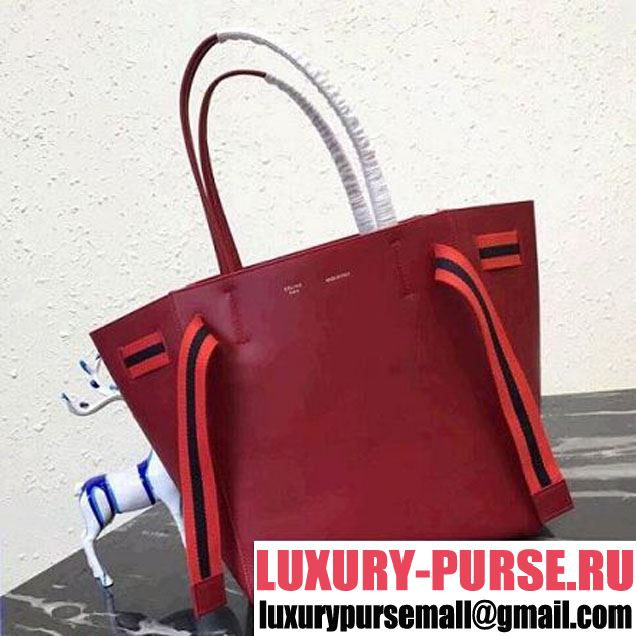 Celine Small Cabas Phantom in Calfskin with Wool Belt Red 2018 (BL-8031506 )