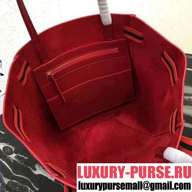 Celine Small Cabas Phantom in Calfskin with Wool Belt Red 2018 (BL-8031506 )