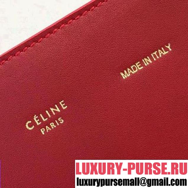 Celine Small Cabas Phantom in Calfskin with Wool Belt Red 2018 (BL-8031506 )
