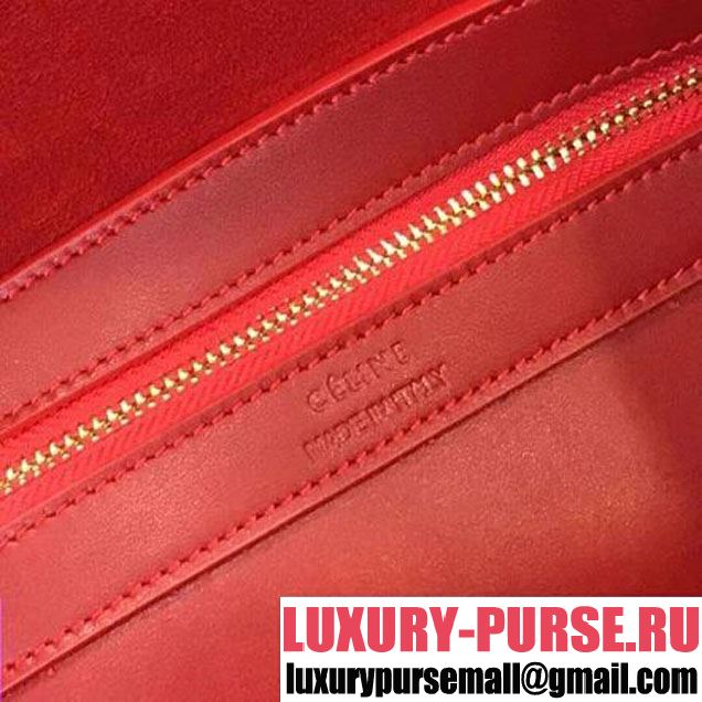 Celine Small Cabas Phantom in Calfskin with Wool Belt Red 2018 (BL-8031506 )