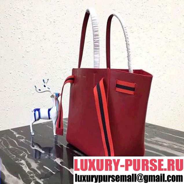 Celine Small Cabas Phantom in Calfskin with Wool Belt Red 2018 (BL-8031506 )