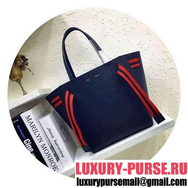 Celine Small Cabas Phantom in Calfskin with Wool Belt Navy Blue 2018 (BL-8031505 )