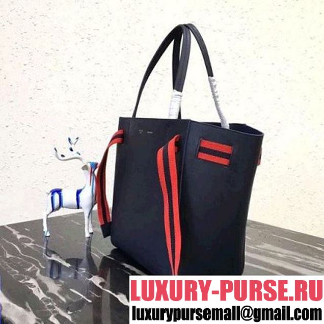 Celine Small Cabas Phantom in Calfskin with Wool Belt Navy Blue 2018 (BL-8031505 )