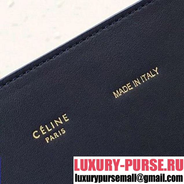 Celine Small Cabas Phantom in Calfskin with Wool Belt Navy Blue 2018 (BL-8031505 )