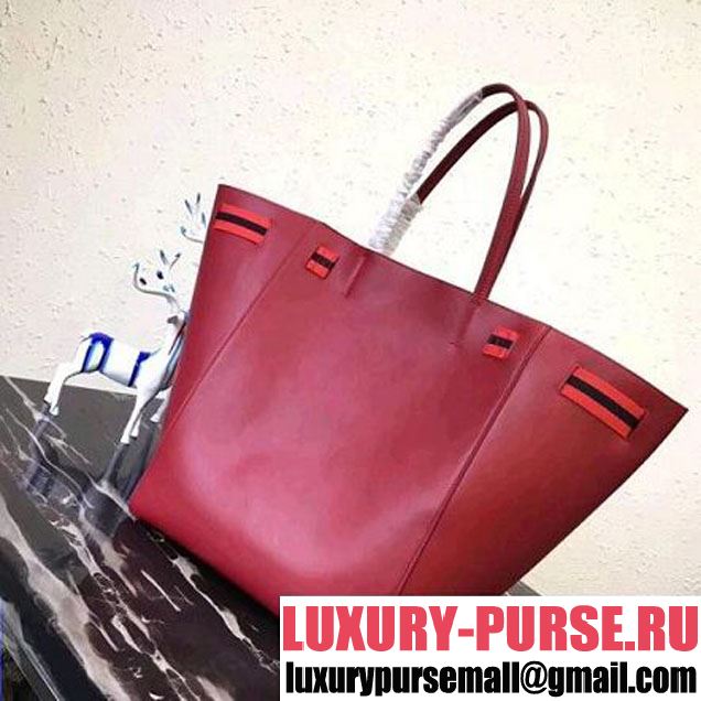 Celine Large Cabas Phantom in Calfskin with Wool Belt Red 2018 (BL-8031503 )