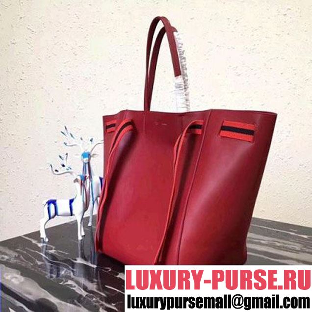 Celine Large Cabas Phantom in Calfskin with Wool Belt Red 2018 (BL-8031503 )