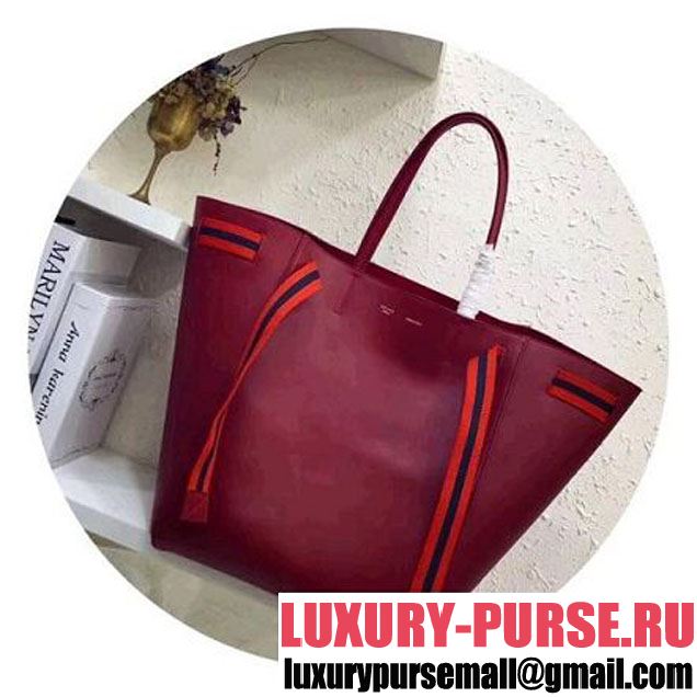Celine Large Cabas Phantom in Calfskin with Wool Belt Red 2018 (BL-8031503 )