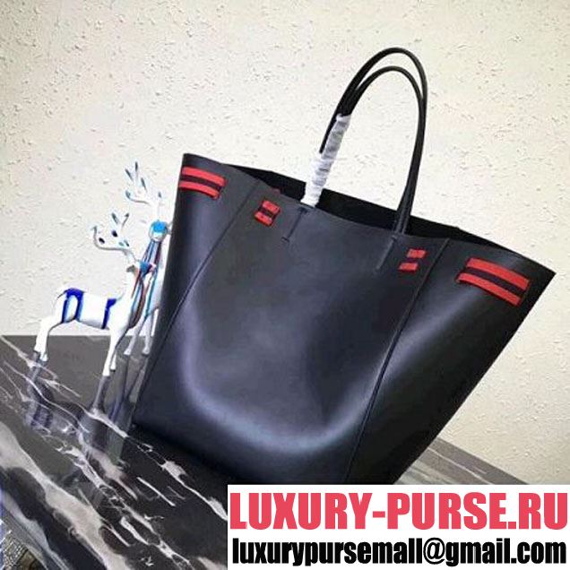 Celine Large Cabas Phantom in Calfskin with Wool Belt Black 2018 (BL-8031501 )