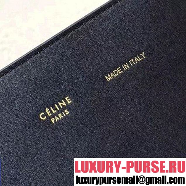 Celine Large Cabas Phantom in Calfskin with Wool Belt Black 2018 (BL-8031501 )