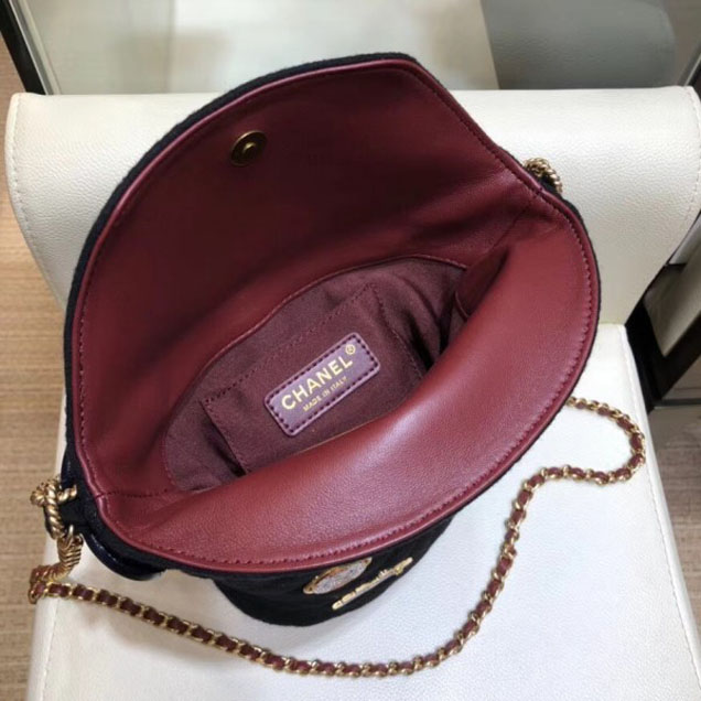 Chanel Wool with Charms Bucket Bag A57868 Black 2018