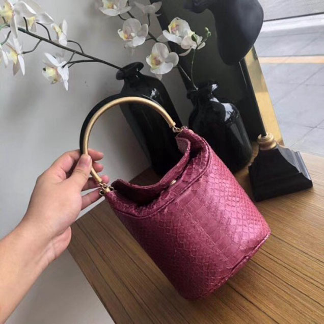 Chanel Chevron Python Handle with Chic Bucket Bag A57861 Fuchsia 2018 Collection