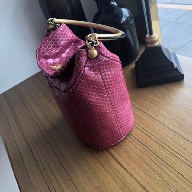 Chanel Chevron Python Handle with Chic Bucket Bag A57861 Fuchsia 2018 Collection